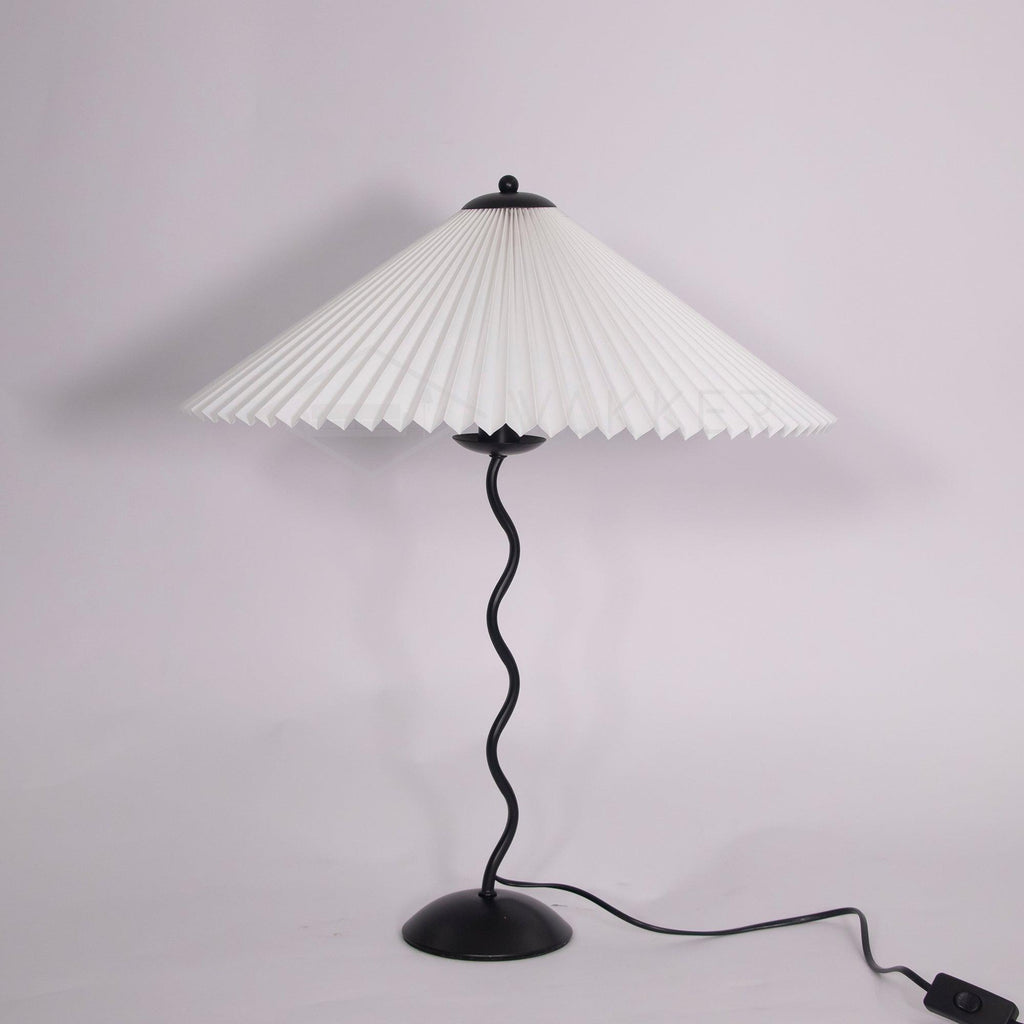 Twirl | Wavy Table Lamp, Pleated Shade Bedside Lamp, Modern Retro Squiggle Lamp for Living Room