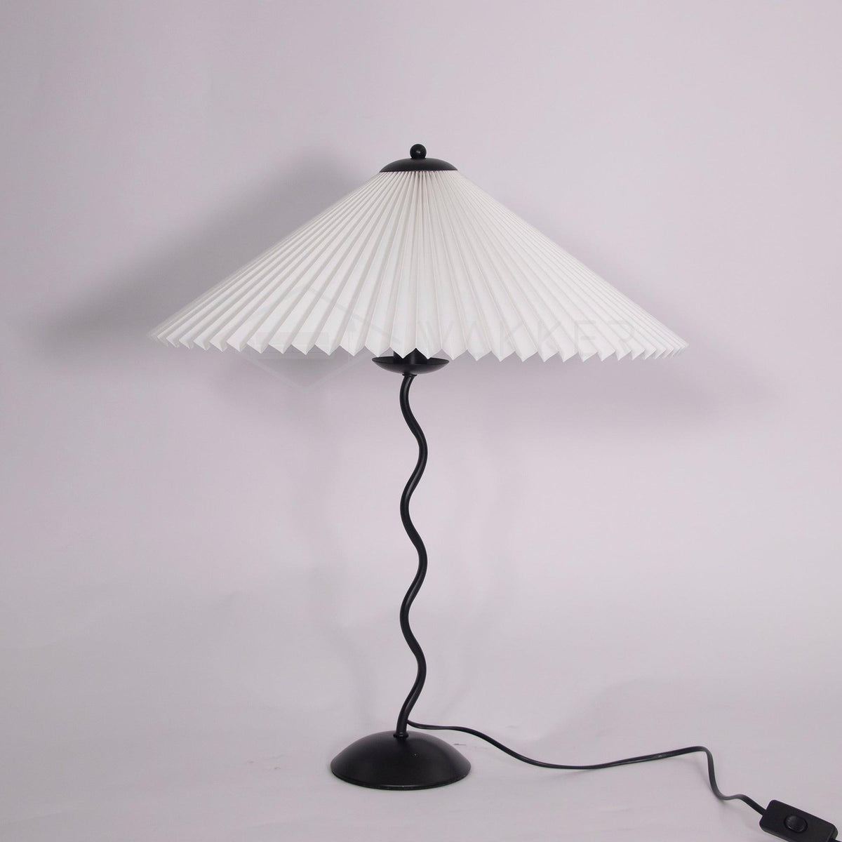 Twirl | Wavy Table Lamp, Pleated Shade Bedside Lamp, Modern Retro Squiggle Lamp for Living Room