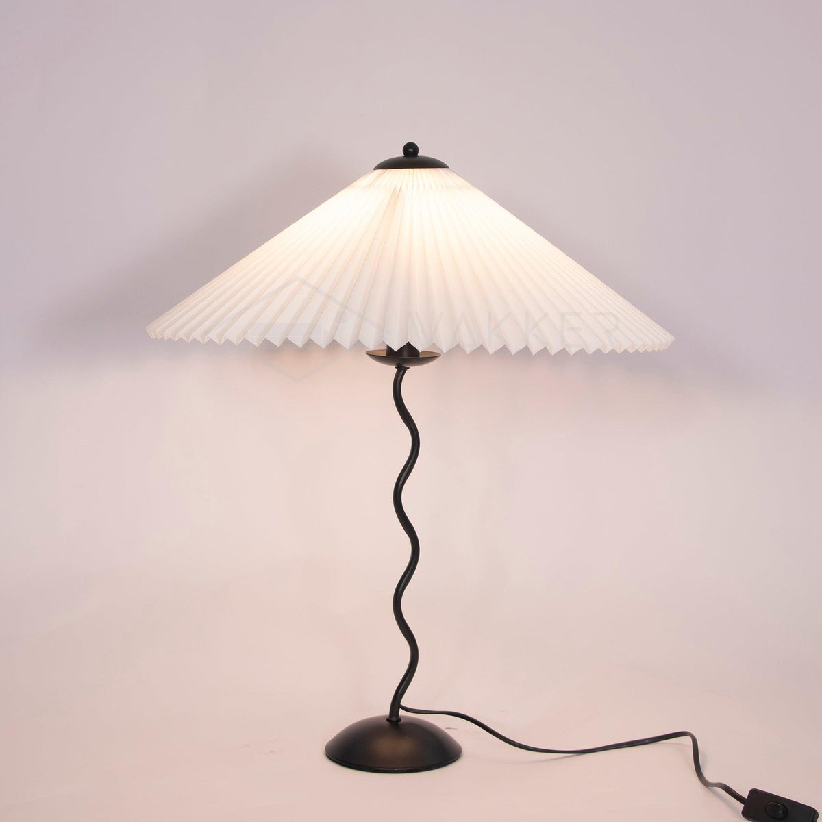 Twirl | Wavy Table Lamp, Pleated Shade Bedside Lamp, Modern Retro Squiggle Lamp for Living Room