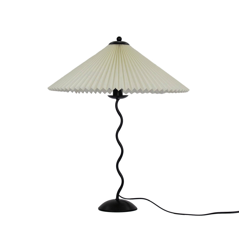 Twirl | Wavy Table Lamp, Pleated Shade Bedside Lamp, Modern Retro Squiggle Lamp for Living Room