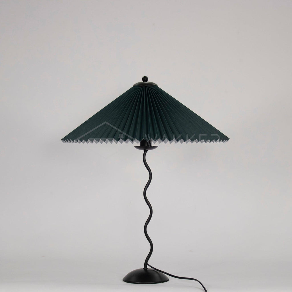 Twirl | Wavy Table Lamp, Pleated Shade Bedside Lamp, Modern Retro Squiggle Lamp for Living Room