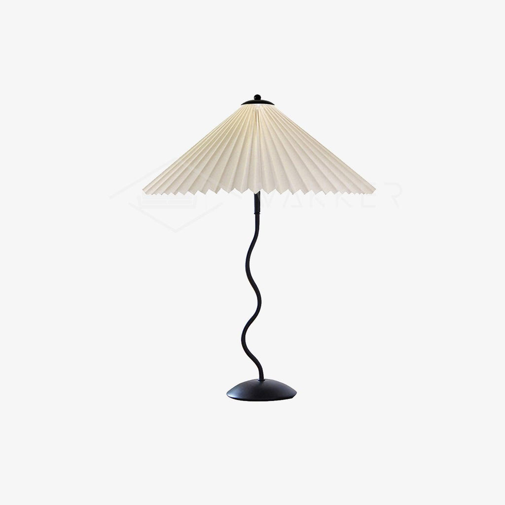 Twirl | Wavy Table Lamp, Pleated Shade Bedside Lamp, Modern Retro Squiggle Lamp for Living Room