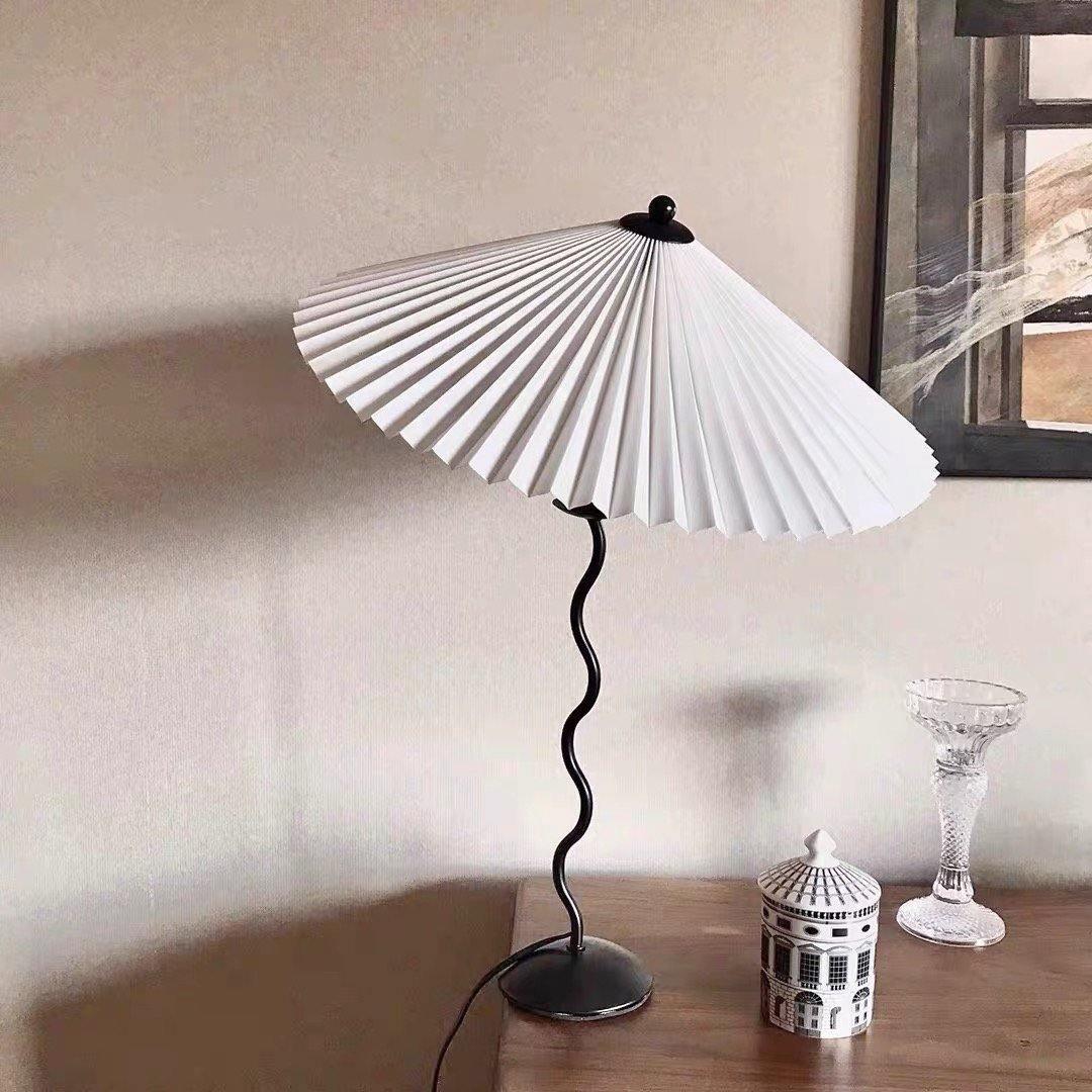 Twirl | Wavy Table Lamp, Pleated Shade Bedside Lamp, Modern Retro Squiggle Lamp for Living Room