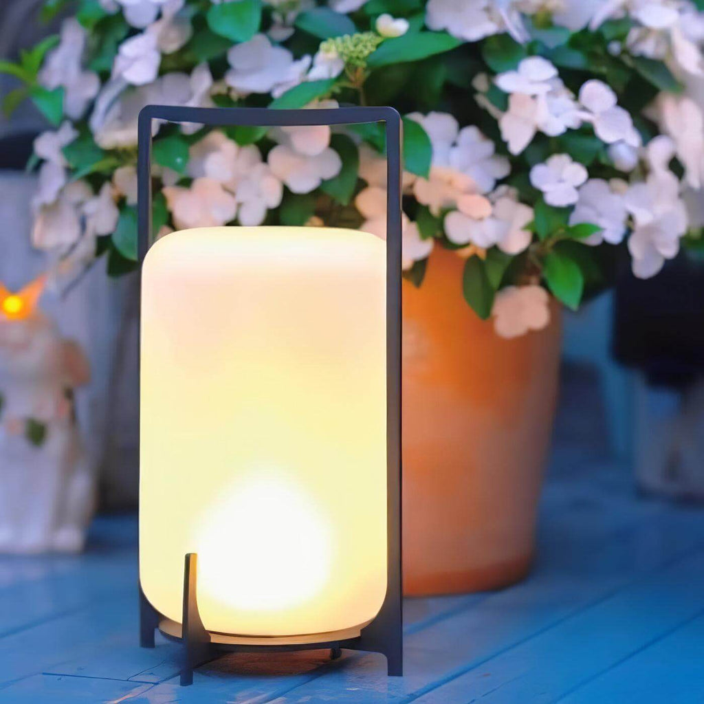 Hearth | Lantern Table Lamp, Modern Glass Lantern Light in Black or Silver, 3 Sizes