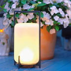 Hearth | Lantern Table Lamp, Modern Glass Lantern Light in Black or Silver, 3 Sizes