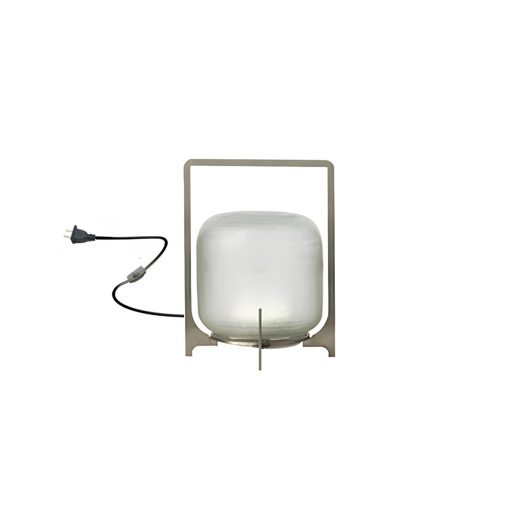 Hearth | Lantern Table Lamp, Modern Glass Lantern Light in Black or Silver, 3 Sizes
