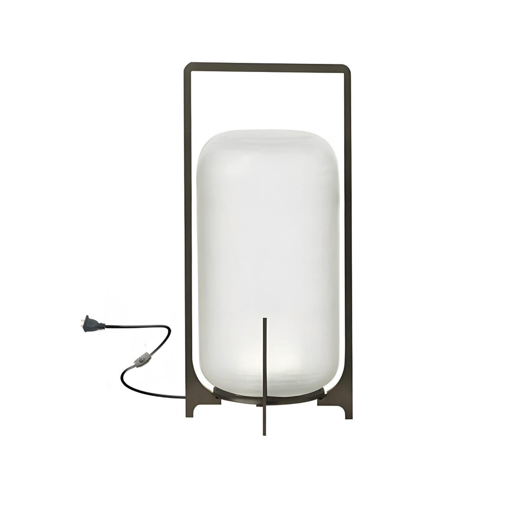 Hearth | Lantern Table Lamp, Modern Glass Lantern Light in Black or Silver, 3 Sizes
