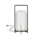 Hearth | Lantern Table Lamp, Modern Glass Lantern Light in Black or Silver, 3 Sizes
