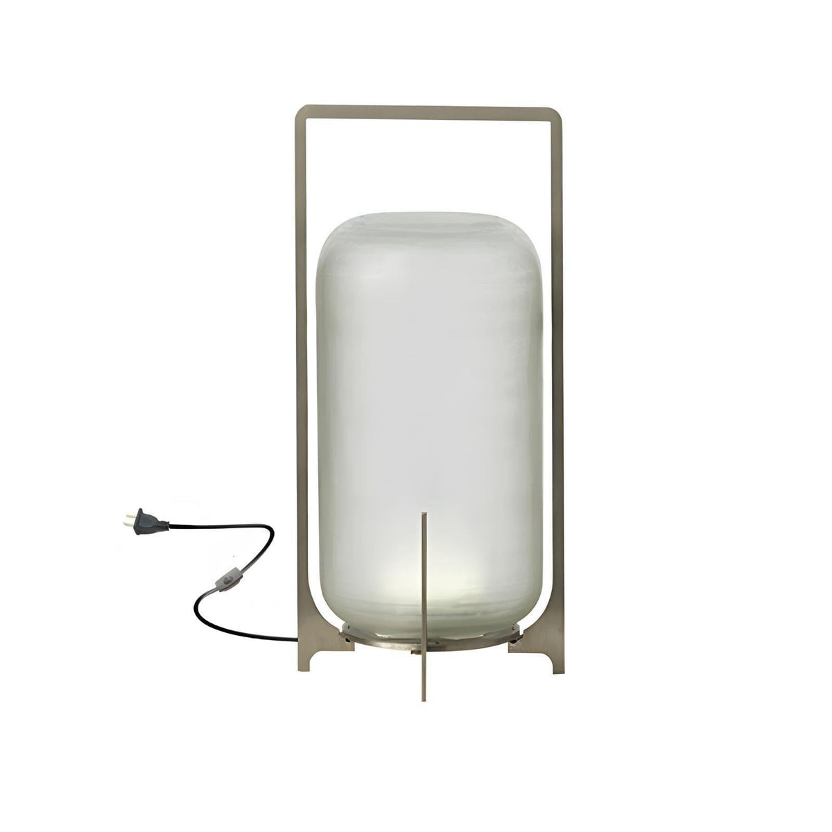 Hearth | Lantern Table Lamp, Modern Glass Lantern Light in Black or Silver, 3 Sizes