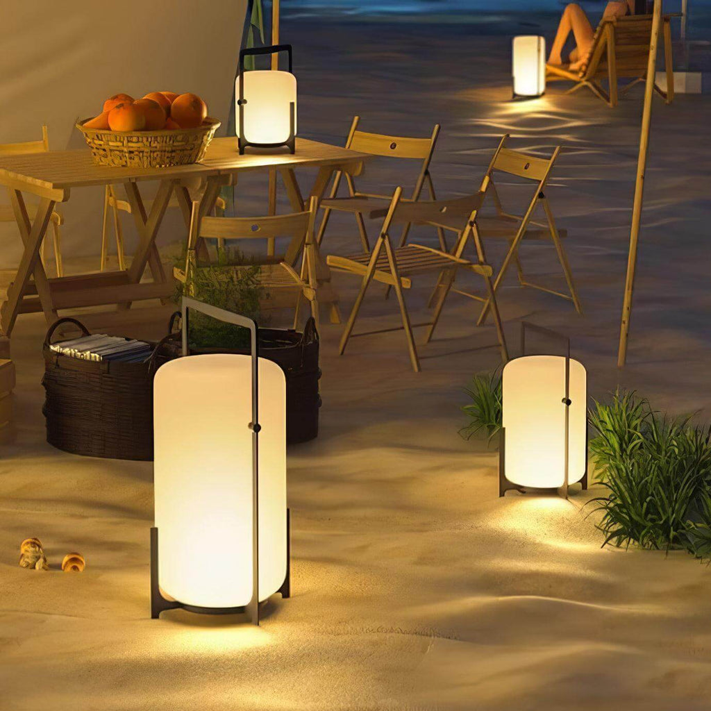 Hearth | Lantern Table Lamp, Modern Glass Lantern Light in Black or Silver, 3 Sizes