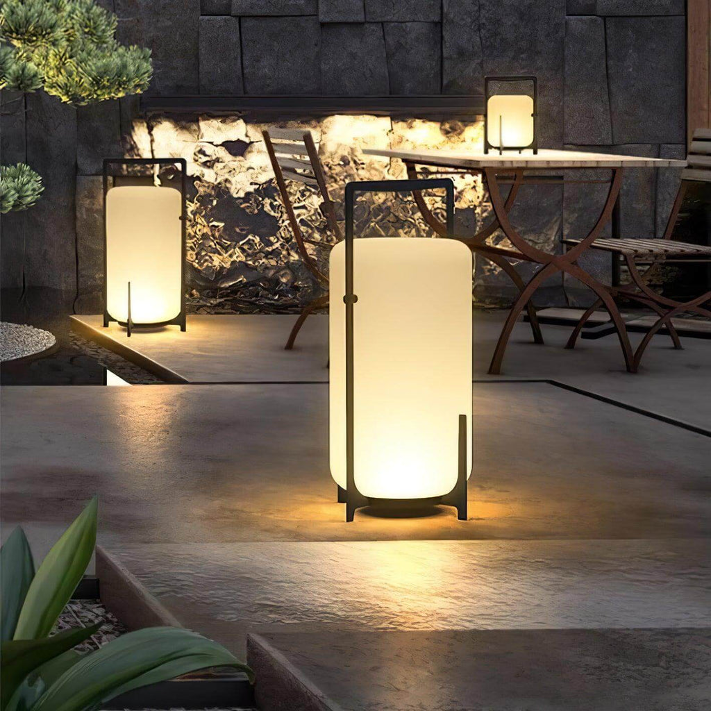 Hearth | Lantern Table Lamp, Modern Glass Lantern Light in Black or Silver, 3 Sizes