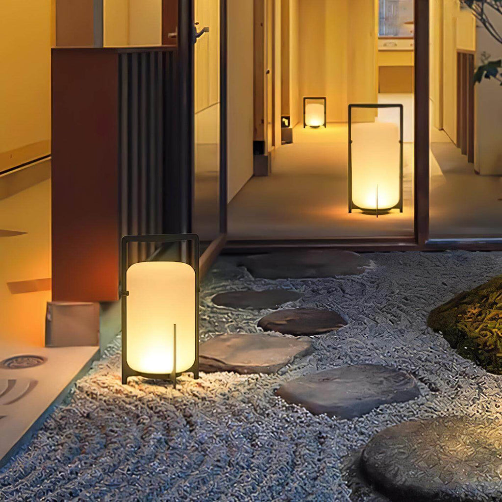 Hearth | Lantern Table Lamp, Modern Glass Lantern Light in Black or Silver, 3 Sizes