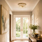 Willow | Ribbed Glass Flush Mount Ceiling Light, Farmhouse Drum Light Fixture for Hallway and Bedroom