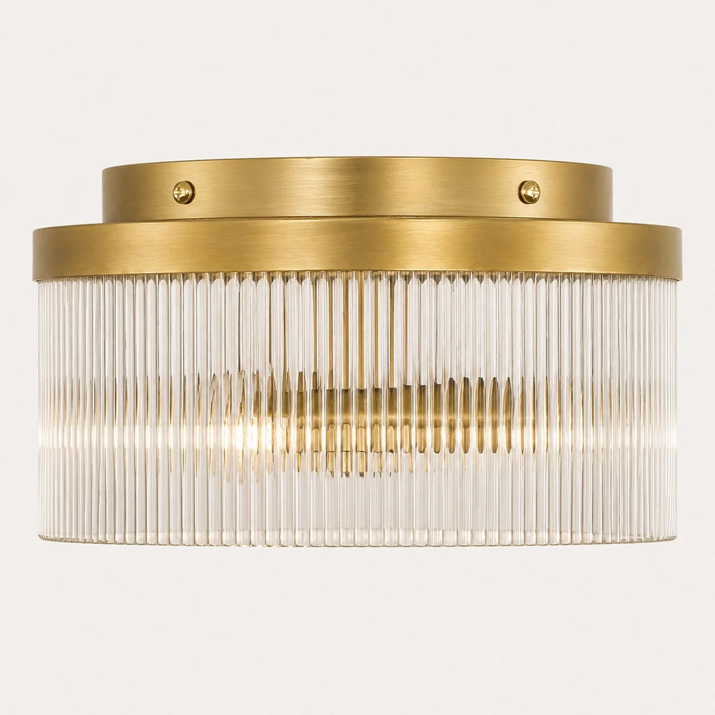 Willow | Ribbed Glass Flush Mount Ceiling Light, Farmhouse Drum Light Fixture for Hallway and Bedroom