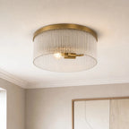 Willow | Ribbed Glass Flush Mount Ceiling Light, Farmhouse Drum Light Fixture for Hallway and Bedroom