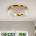 Willow | Ribbed Glass Flush Mount Ceiling Light, Farmhouse Drum Light Fixture for Hallway and Bedroom