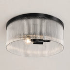 Willow | Ribbed Glass Flush Mount Ceiling Light, Farmhouse Drum Light Fixture for Hallway and Bedroom