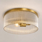 Willow | Ribbed Glass Flush Mount Ceiling Light, Farmhouse Drum Light Fixture for Hallway and Bedroom