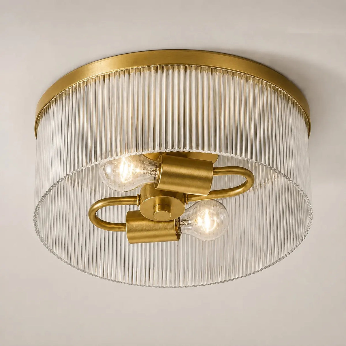 Willow | Ribbed Glass Flush Mount Ceiling Light, Farmhouse Drum Light Fixture for Hallway and Bedroom