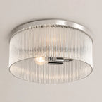 Willow | Ribbed Glass Flush Mount Ceiling Light, Farmhouse Drum Light Fixture for Hallway and Bedroom