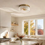 Willow | Ribbed Glass Flush Mount Ceiling Light, Farmhouse Drum Light Fixture for Hallway and Bedroom