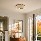 Willow | Ribbed Glass Flush Mount Ceiling Light, Farmhouse Drum Light Fixture for Hallway and Bedroom