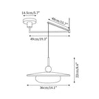 Swing Arm | Walnut Pendant Light, Mid Century Dimmable LED Hanging Lamp, Offset Dining Table Light