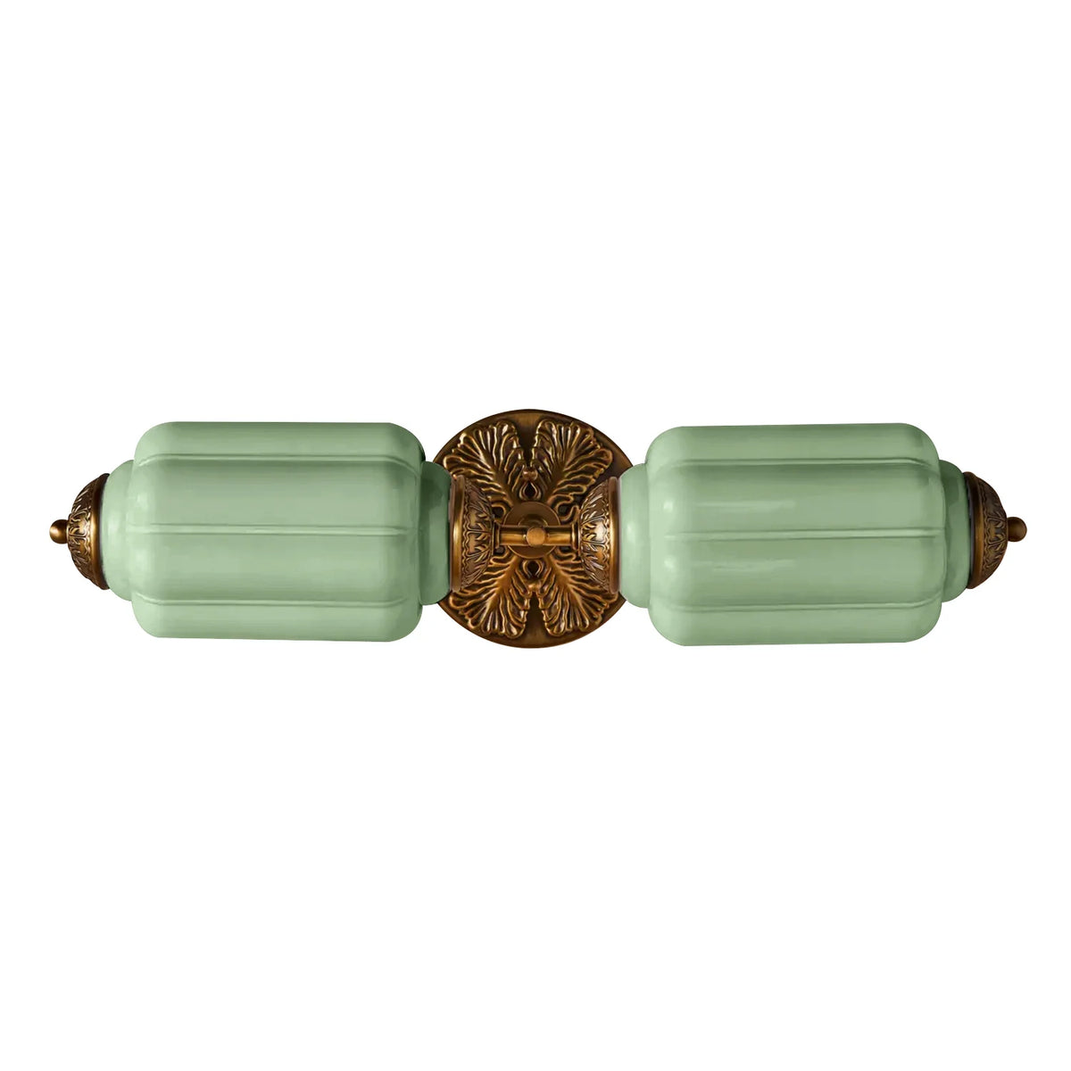 Deauville | Art Deco Vanity Light, 2 Light Milk Glass Bathroom Light Fixture, Vintage Brass Wall Light
