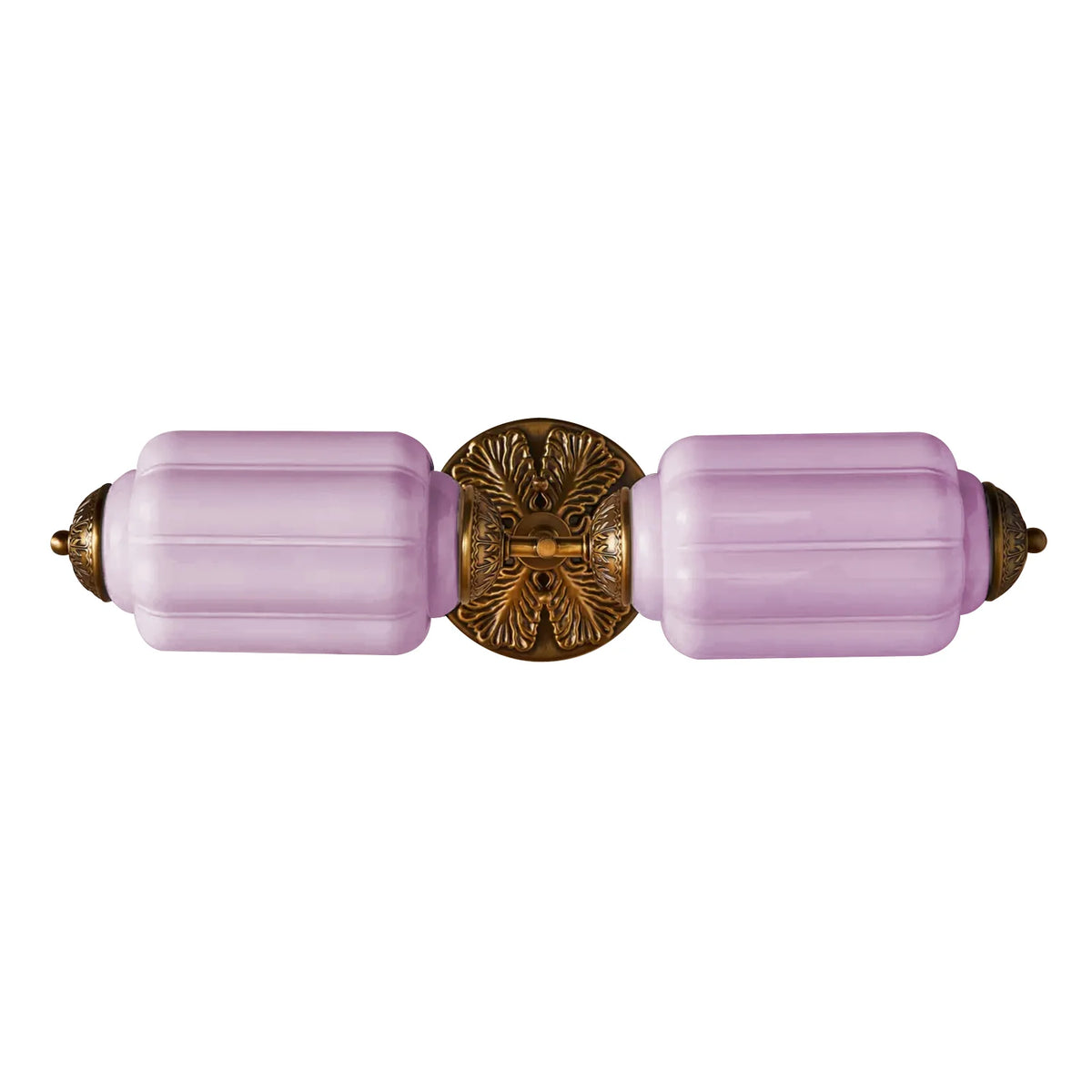Deauville | Art Deco Vanity Light, 2 Light Milk Glass Bathroom Light Fixture, Vintage Brass Wall Light