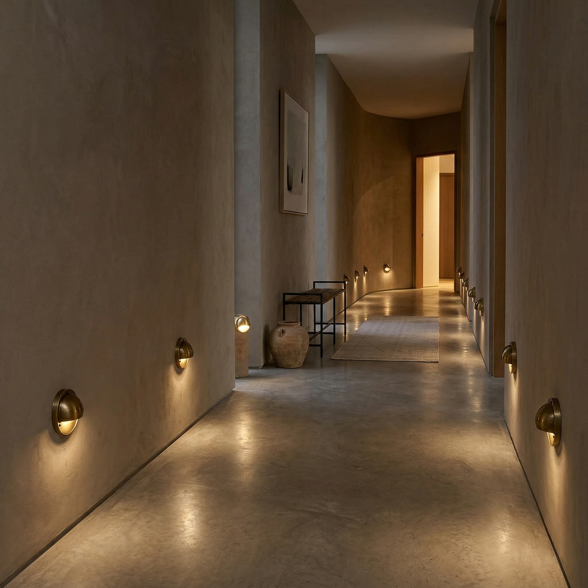 Cove | Brass Step Light, Eyelid Wall Light, Covered Porch
