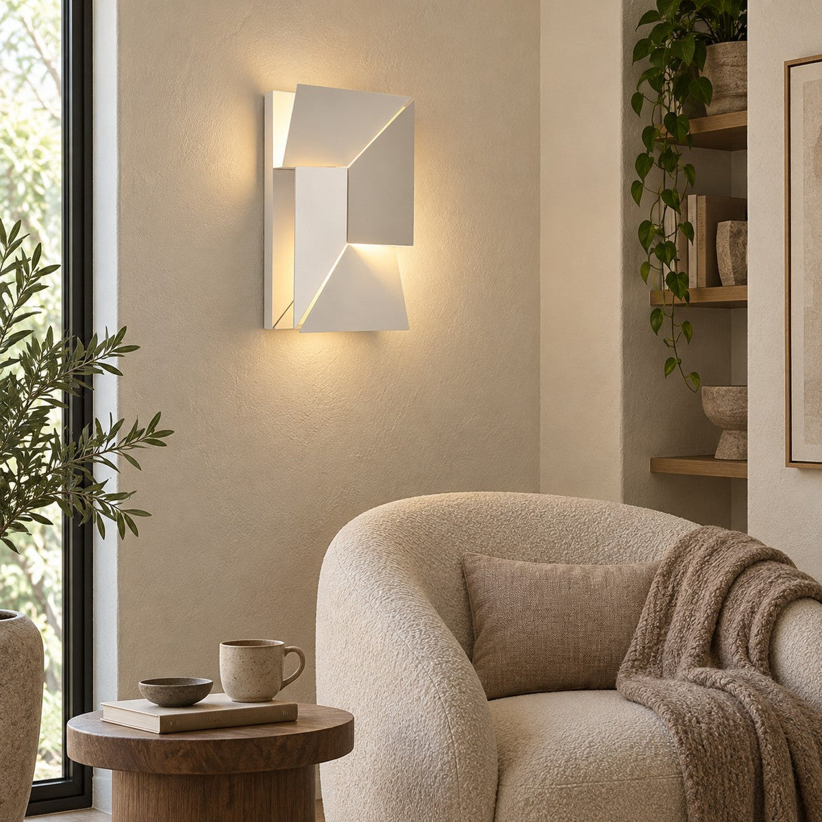 Origami | Modern LED Wall Light, Sculptural White Wall Lamp, 7 Sizes