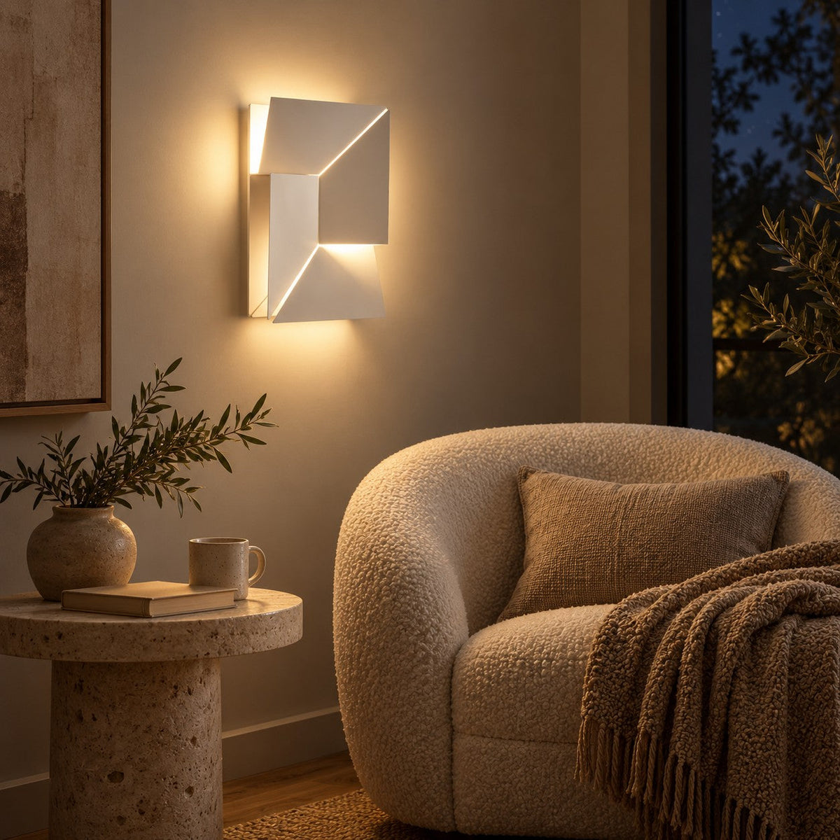 Origami | Modern LED Wall Light, Sculptural White Wall Lamp, 7 Sizes
