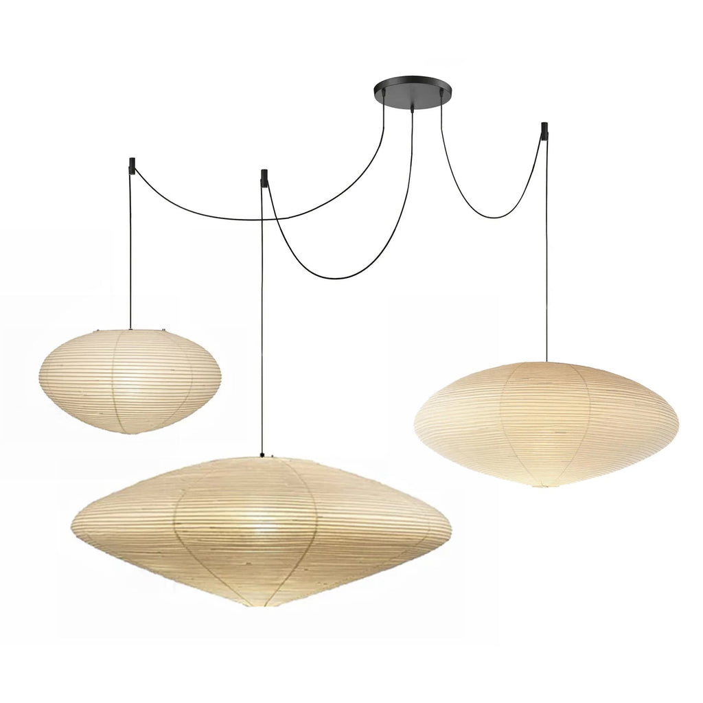 Shoji | Paper Lantern Pendant Light, Japanese Washi Rice Paper Chandelier, Large Japandi Hanging Lamp