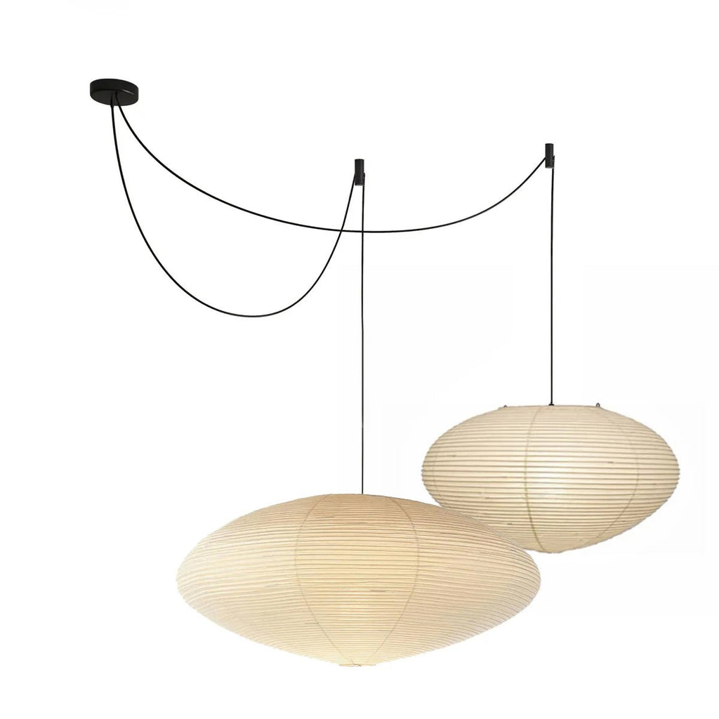 Shoji | Paper Lantern Pendant Light, Japanese Washi Rice Paper Chandelier, Large Japandi Hanging Lamp