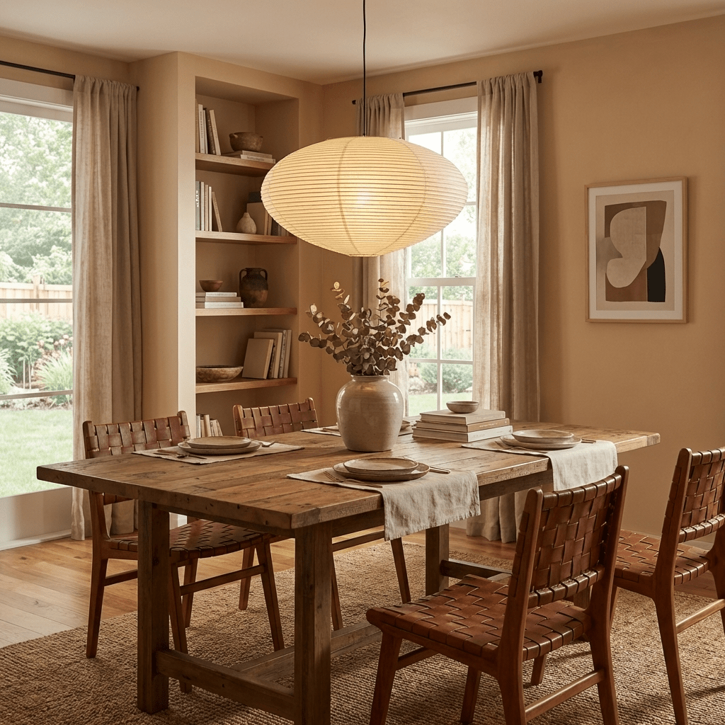 Shoji | Paper Lantern Pendant Light, Japanese Washi Rice Paper Chandelier, Large Japandi Hanging Lamp