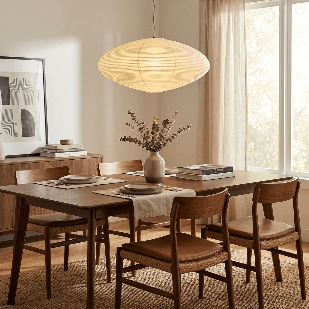 Shoji | Paper Lantern Pendant Light, Japanese Washi Rice Paper Chandelier, Large Japandi Hanging Lamp