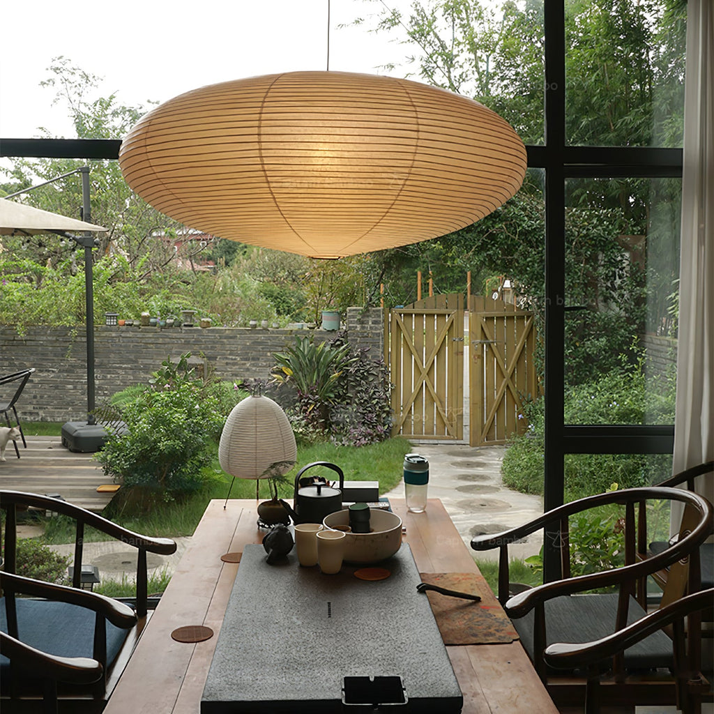 Shoji | Paper Lantern Pendant Light, Japanese Washi Rice Paper Chandelier, Large Japandi Hanging Lamp