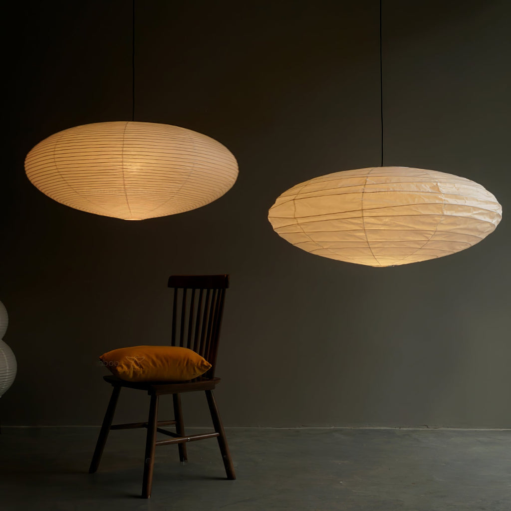 Shoji | Paper Lantern Pendant Light, Japanese Washi Rice Paper Chandelier, Large Japandi Hanging Lamp