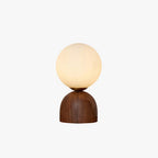 Acorn | Wood Table Lamp with Glass Globe, Small Walnut Bedside Lamp