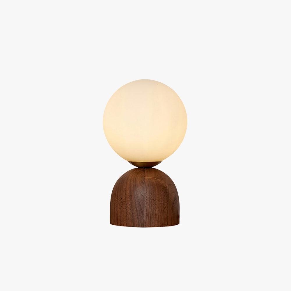 Acorn | Wood Table Lamp with Glass Globe, Small Walnut Bedside Lamp