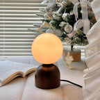 Acorn | Wood Table Lamp with Glass Globe, Small Walnut Bedside Lamp
