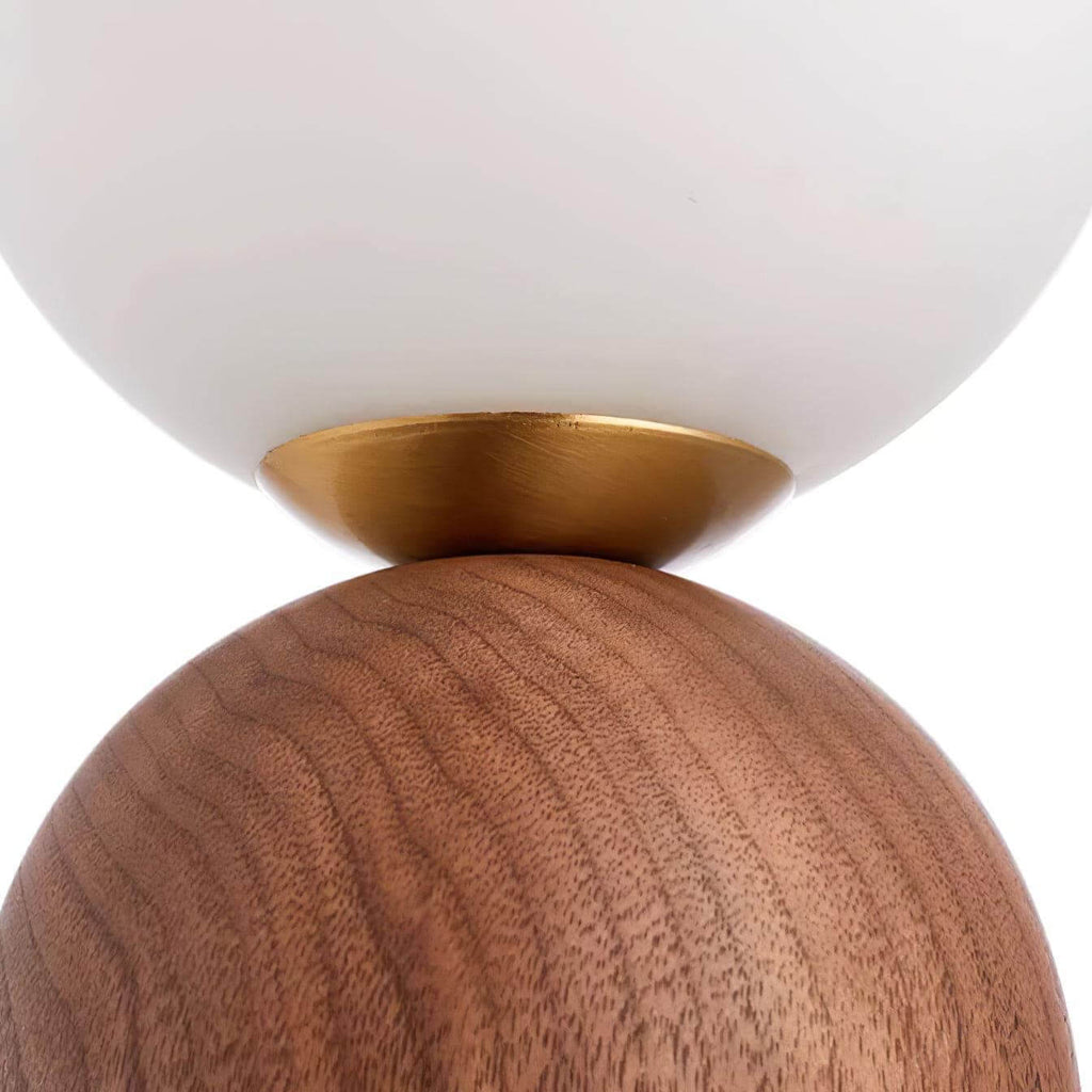 Acorn | Wood Table Lamp with Glass Globe, Small Walnut Bedside Lamp