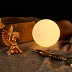 Acorn | Wood Table Lamp with Glass Globe, Small Walnut Bedside Lamp