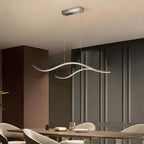 Ripple | Wavy LED Pendant Light, Modern Linear Chandelier for Kitchen Island, Dimmable Hanging Light Fixture