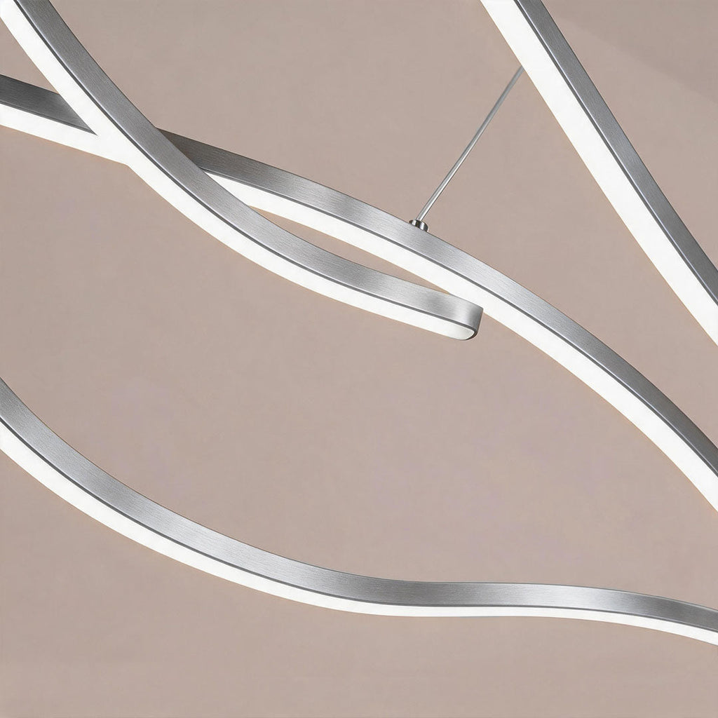 Ripple | Wavy LED Pendant Light, Modern Linear Chandelier for Kitchen Island, Dimmable Hanging Light Fixture