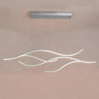 Ripple | Wavy LED Pendant Light, Modern Linear Chandelier for Kitchen Island, Dimmable Hanging Light Fixture