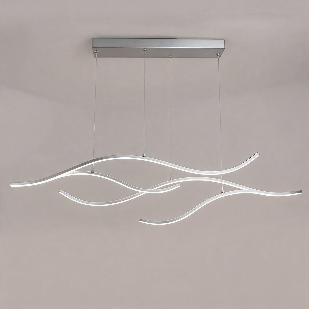Ripple | Wavy LED Pendant Light, Modern Linear Chandelier for Kitchen Island, Dimmable Hanging Light Fixture
