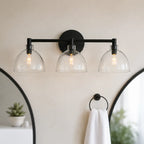 Xeno | Glass Wall Sconce, Antique Brass Bathroom Vanity Light, 1 to 3 Light Farmhouse Wall Light