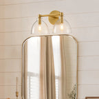 Xeno | Glass Wall Sconce, Antique Brass Bathroom Vanity Light, 1 to 3 Light Farmhouse Wall Light