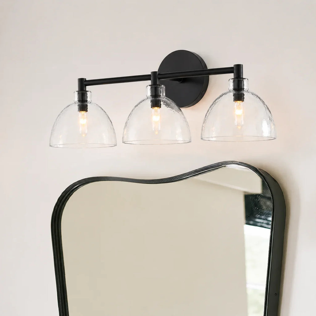 Xeno | Glass Wall Sconce, Antique Brass Bathroom Vanity Light, 1 to 3 Light Farmhouse Wall Light
